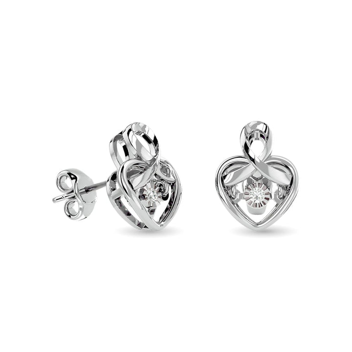 Diamond 1/20 Ct.tw Heart Earrings in Sterling Silver