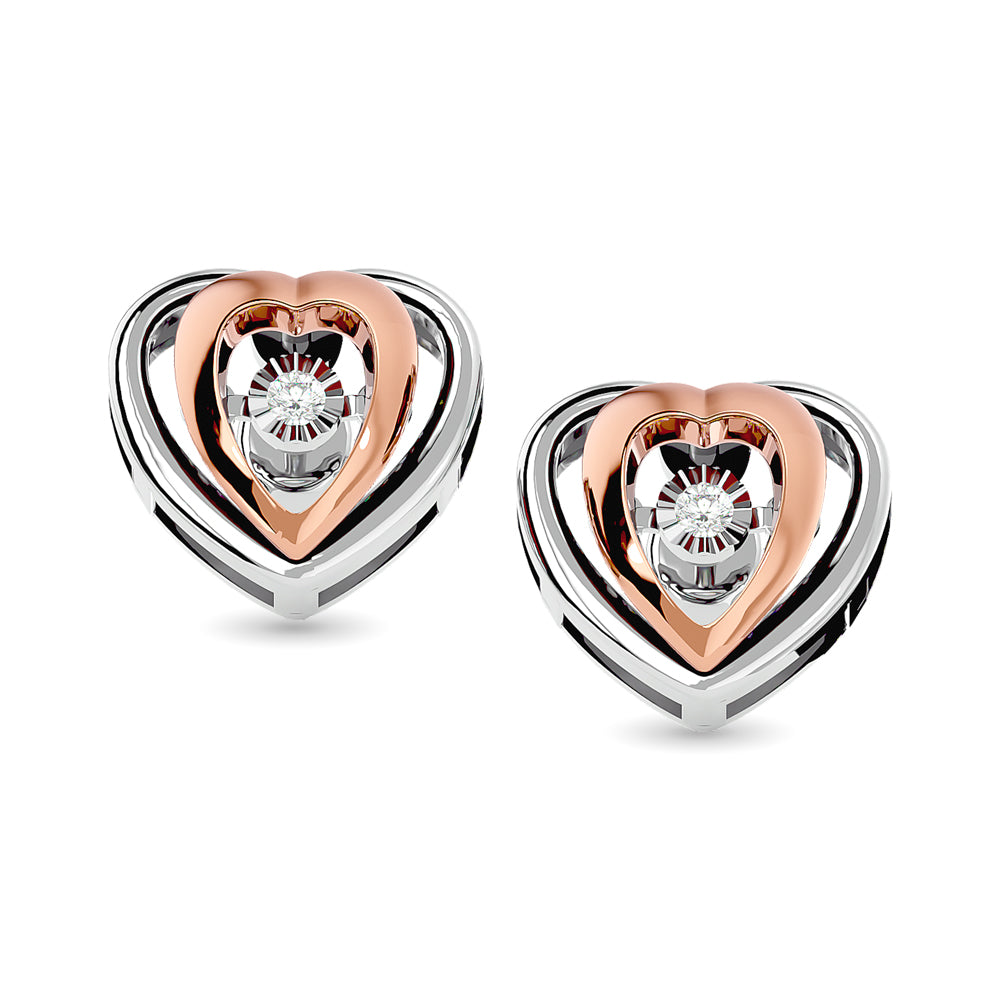 Diamond 1/20 Ct.tw  Heart Earrings in 10K Two Tone Gold
