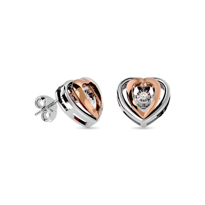 Diamond 1/20 Ct.tw  Heart Earrings in 10K Two Tone Gold