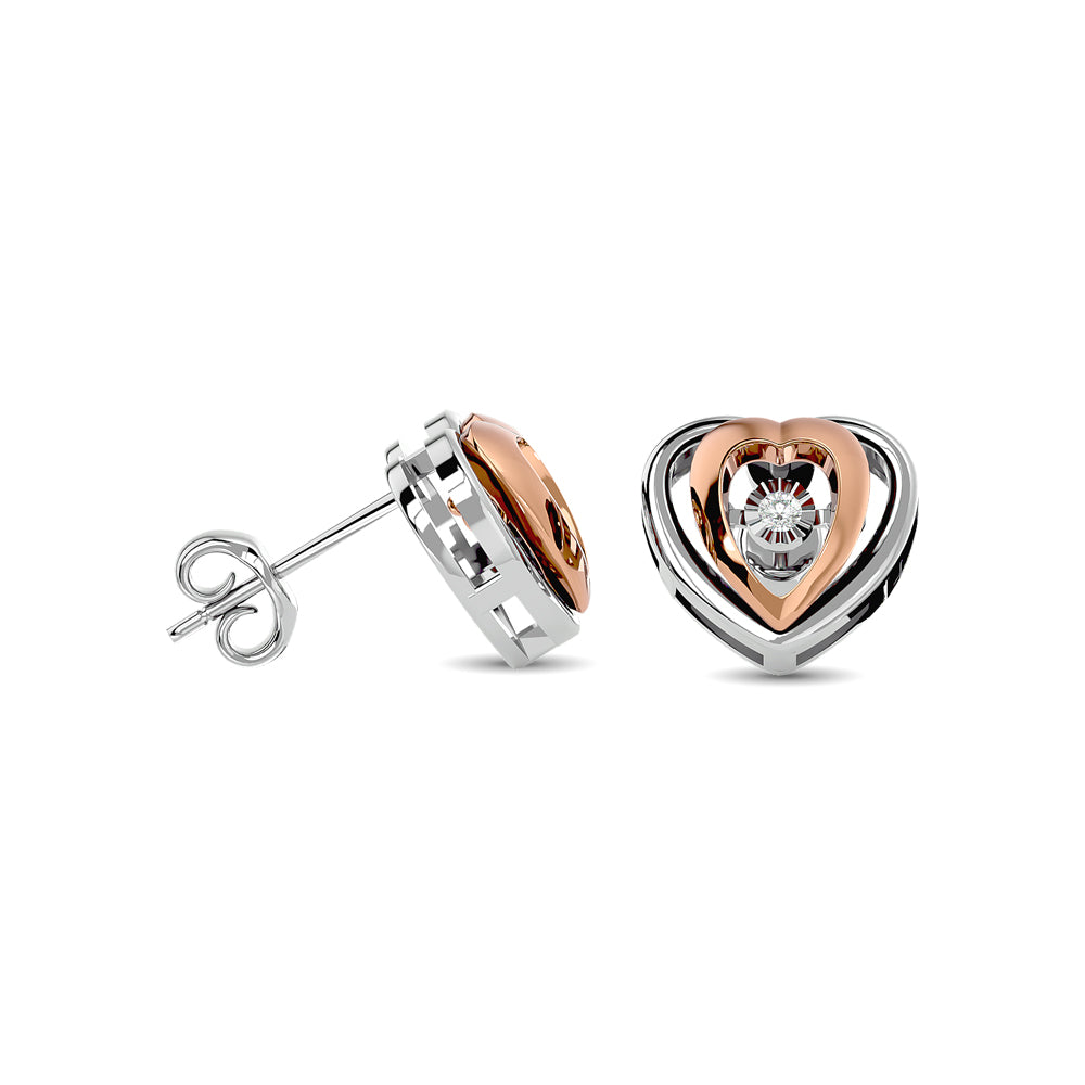 Diamond 1/20 Ct.tw  Heart Earrings in 10K Two Tone Gold
