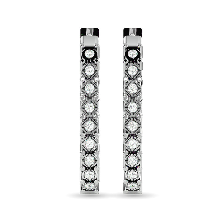 Diamond Hoop Earrings 1/8 Ct.tw in Sterling Silver