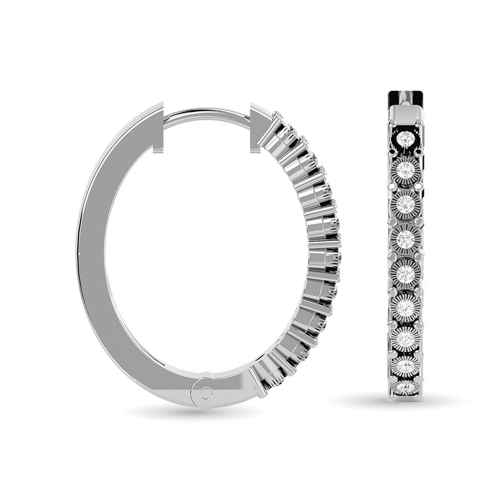 Diamond Hoop Earrings 1/8 Ct.tw in Sterling Silver