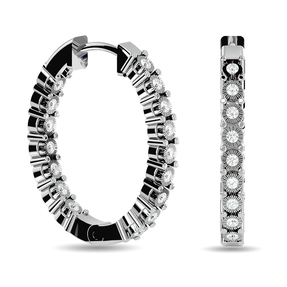 Diamond 3/8 Ct.tw Hoop Earrings in 10K White Gold