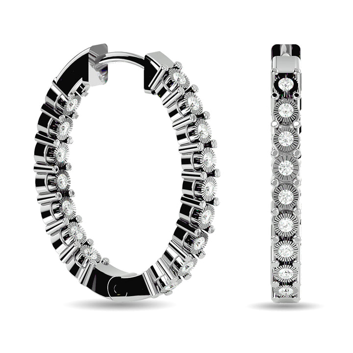 Diamond 3/8 Ct.tw Hoop Earrings in 10K White Gold