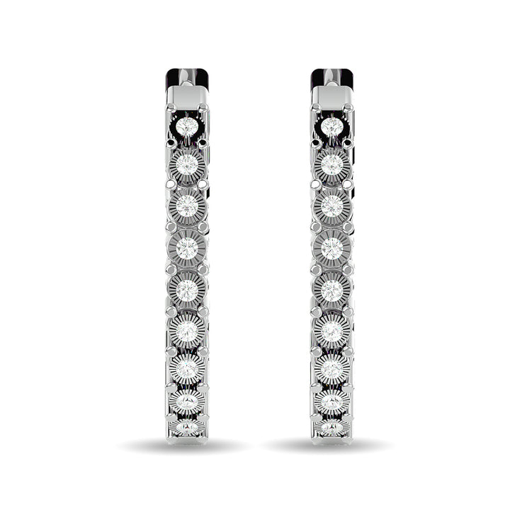 Diamond 3/8 Ct.tw Hoop Earrings in 10K White Gold