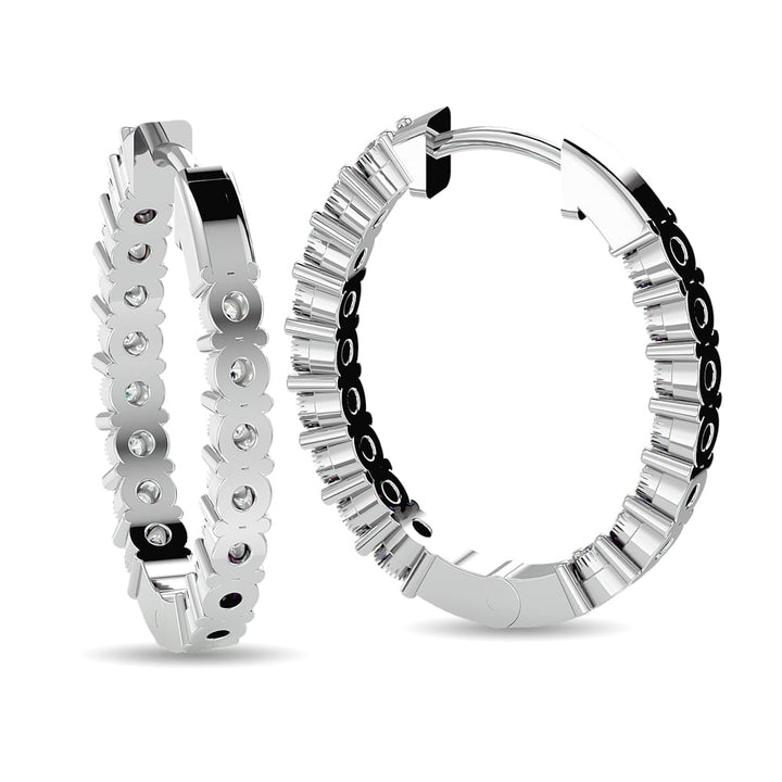 Diamond 3/8 Ct.tw Hoop Earrings in 10K White Gold