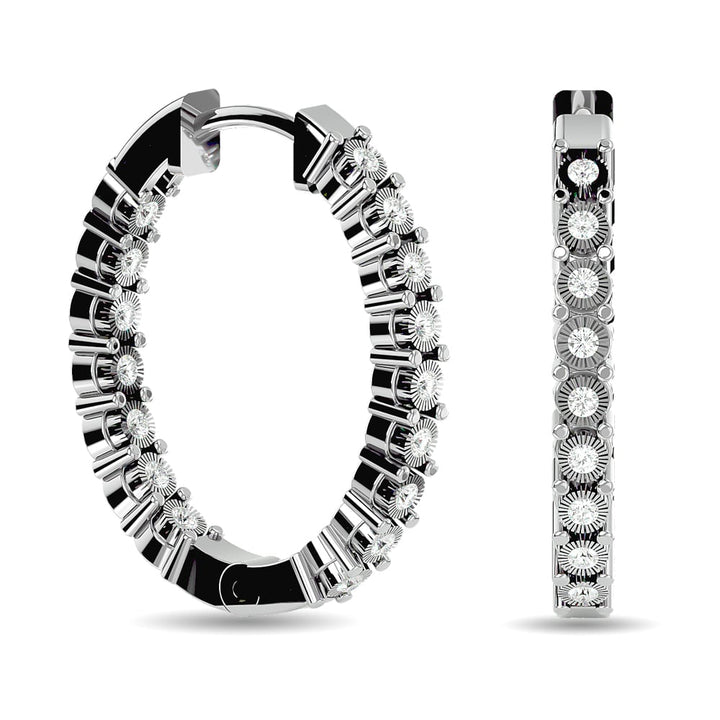 Diamond 7/8 Ct.tw Hoop Earrings in 10K White Gold