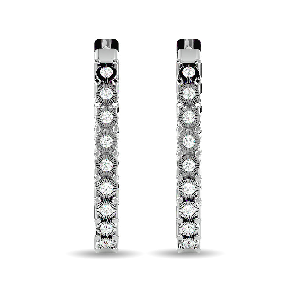 Diamond 7/8 Ct.tw Hoop Earrings in 10K White Gold