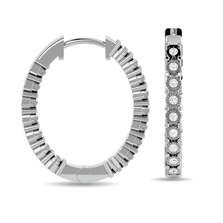 Diamond 7/8 Ct.tw Hoop Earrings in 10K White Gold