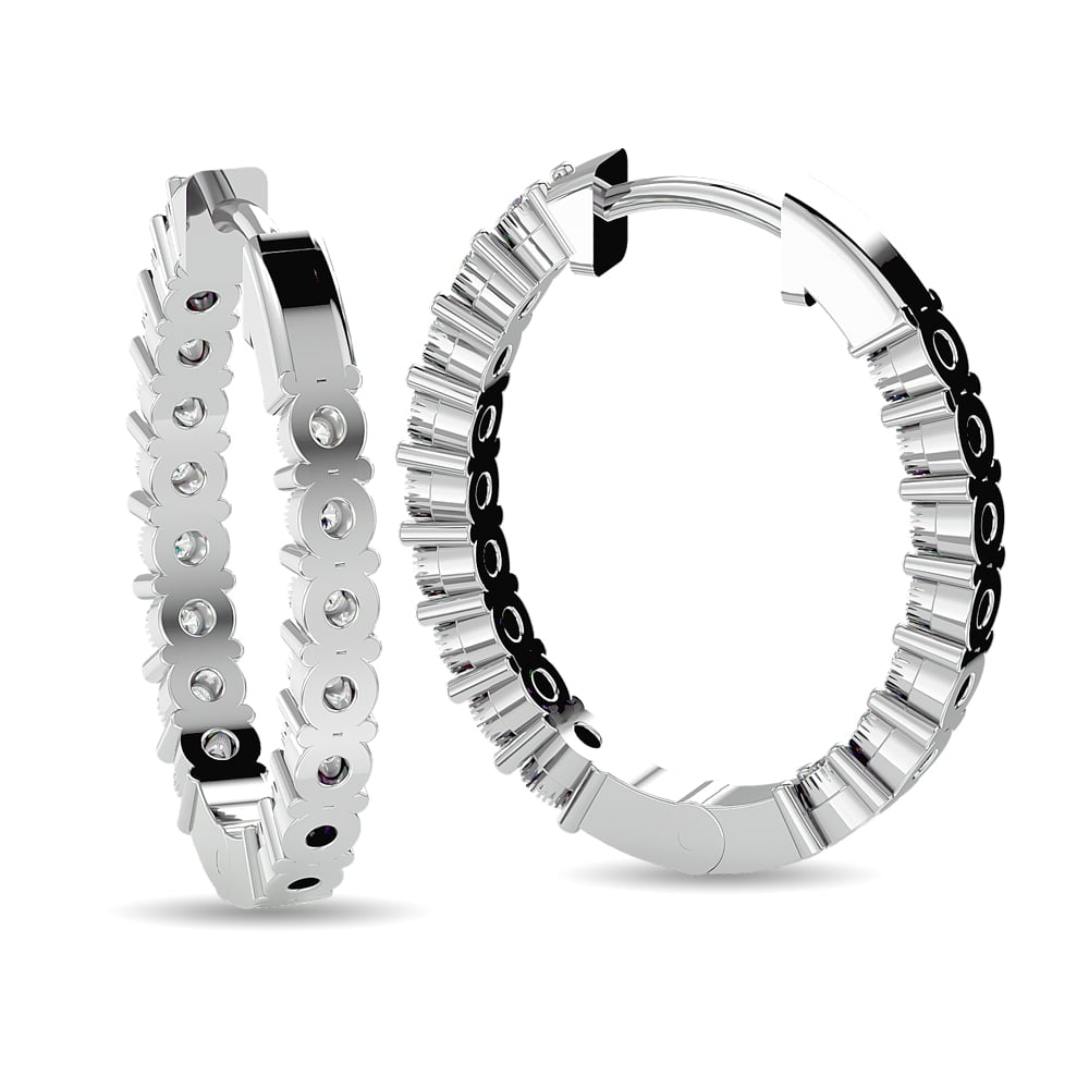 Diamond 7/8 Ct.tw Hoop Earrings in 10K White Gold