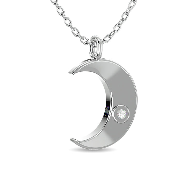 Diamond 1/20 Ct.tw Moon Pendant in Sterling Silver