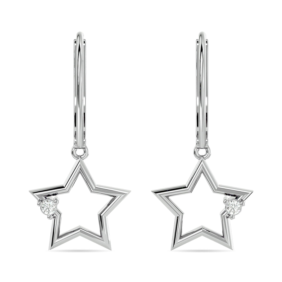 Diamond 1/20 Ct.tw Star Earrings in Sterling Silver