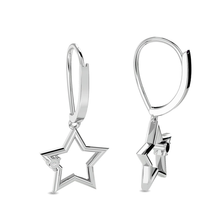 Diamond 1/20 Ct.tw Star Earrings in Sterling Silver