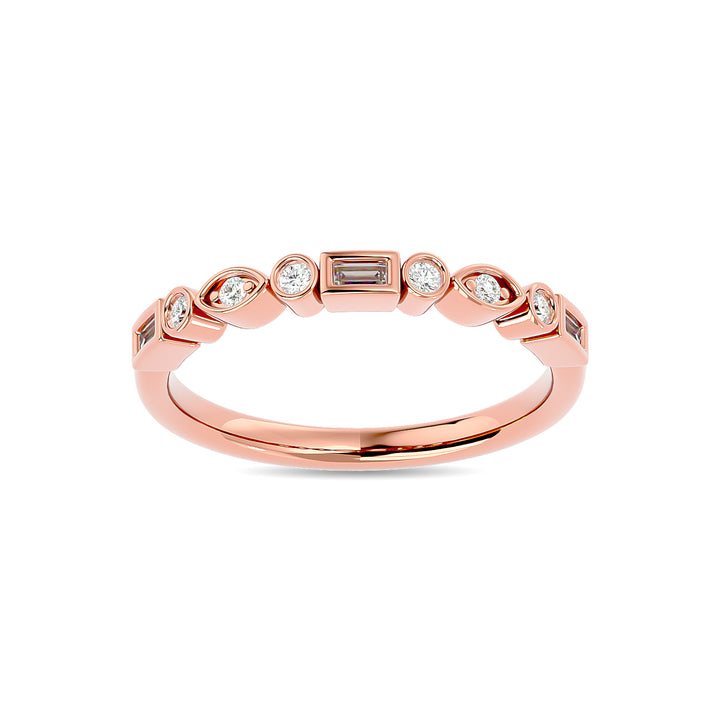 Diamond 1/5 Ct.tw Round and Straight Baguette Stackable Ring  in 14K Rose Gold