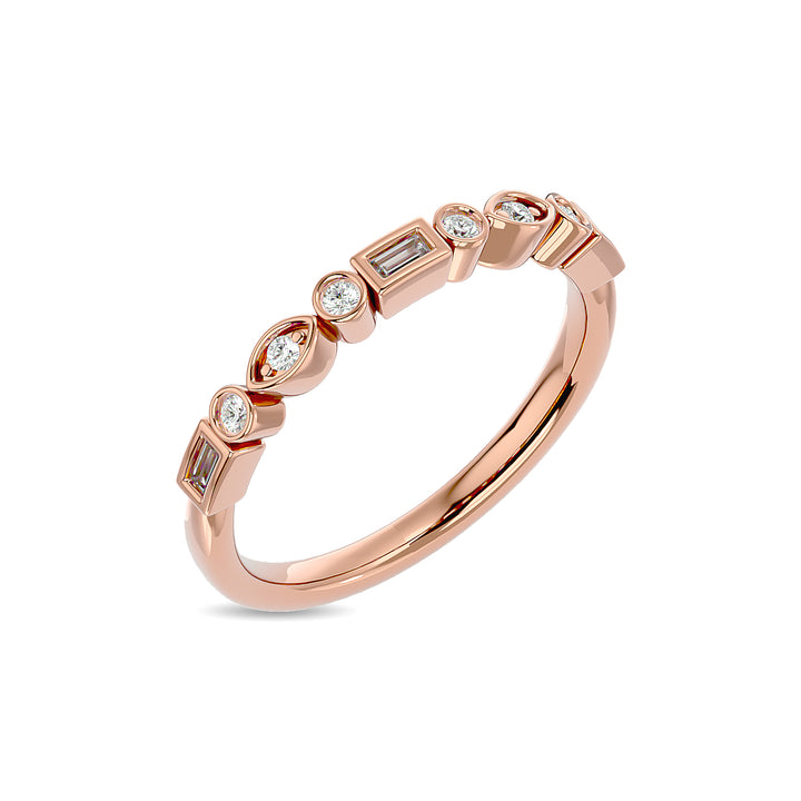 Diamond 1/5 Ct.tw Round and Straight Baguette Stackable Ring  in 14K Rose Gold