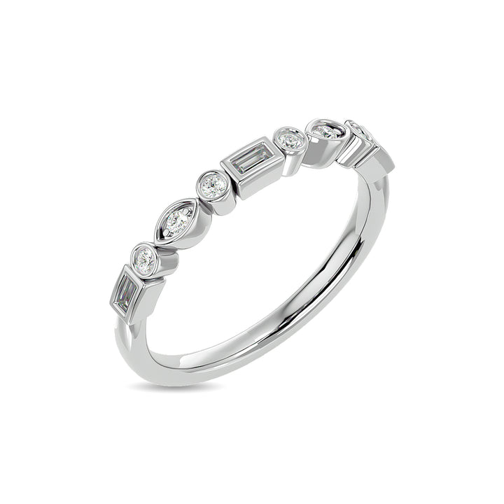 Diamond 1/5 Ct.tw Round and Straight Baguette Stackable Ring  in 14K White Gold