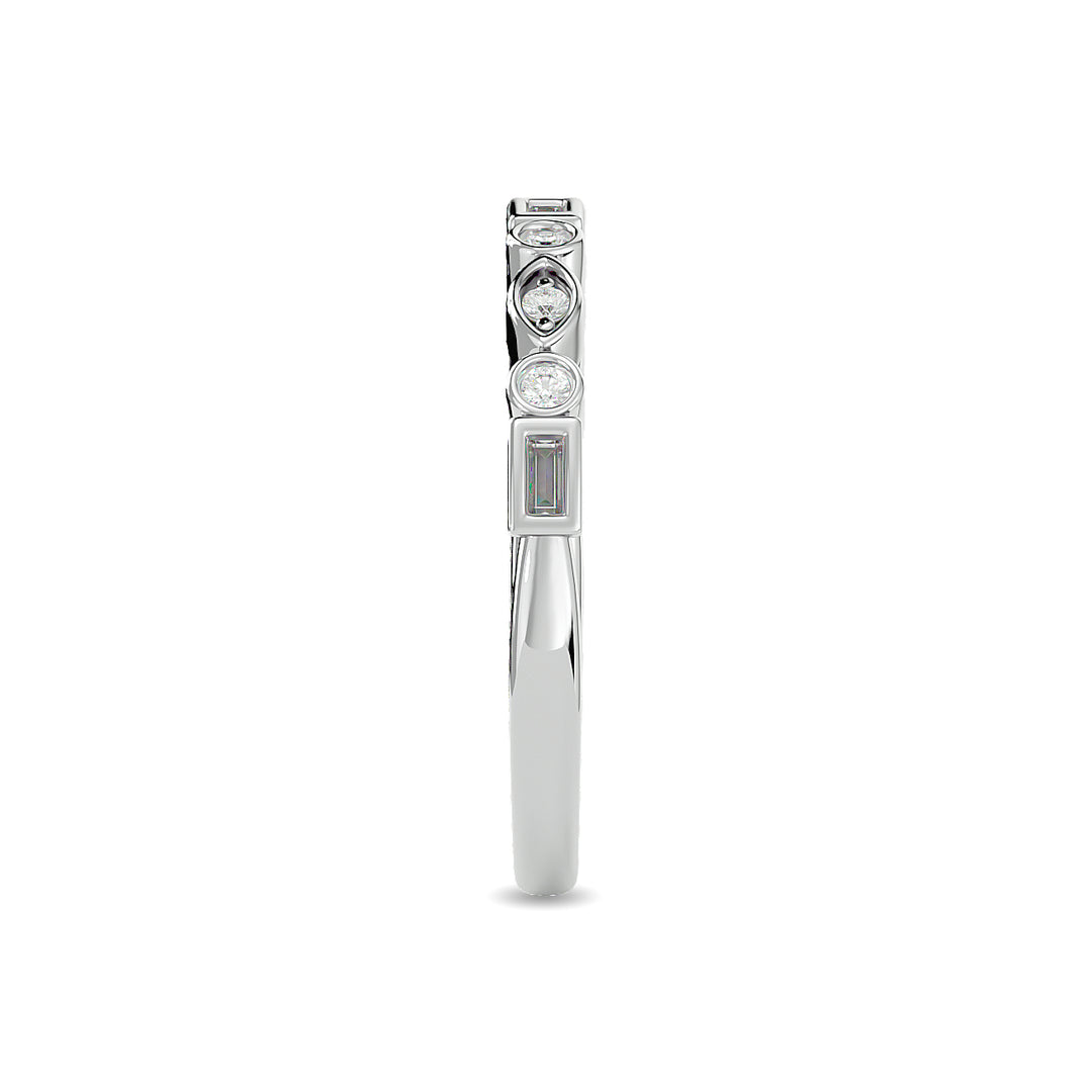 Diamond 1/5 Ct.tw Round and Straight Baguette Stackable Ring  in 14K White Gold