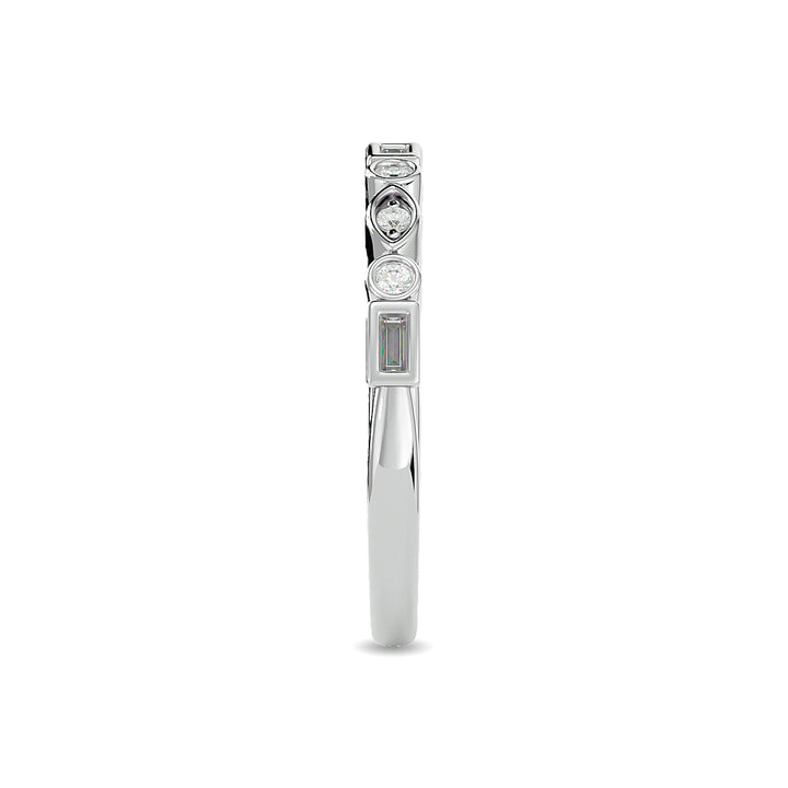 Diamond 1/5 Ct.tw Round and Straight Baguette Stackable Ring  in 14K White Gold