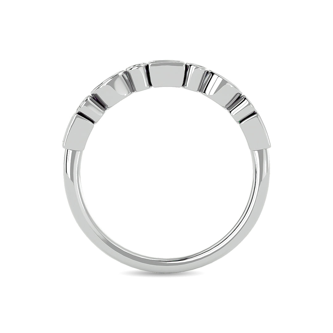 Diamond 1/5 Ct.tw Round and Straight Baguette Stackable Ring  in 14K White Gold