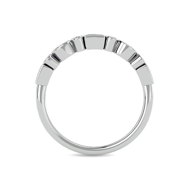 Diamond 1/5 Ct.tw Round and Straight Baguette Stackable Ring  in 14K White Gold
