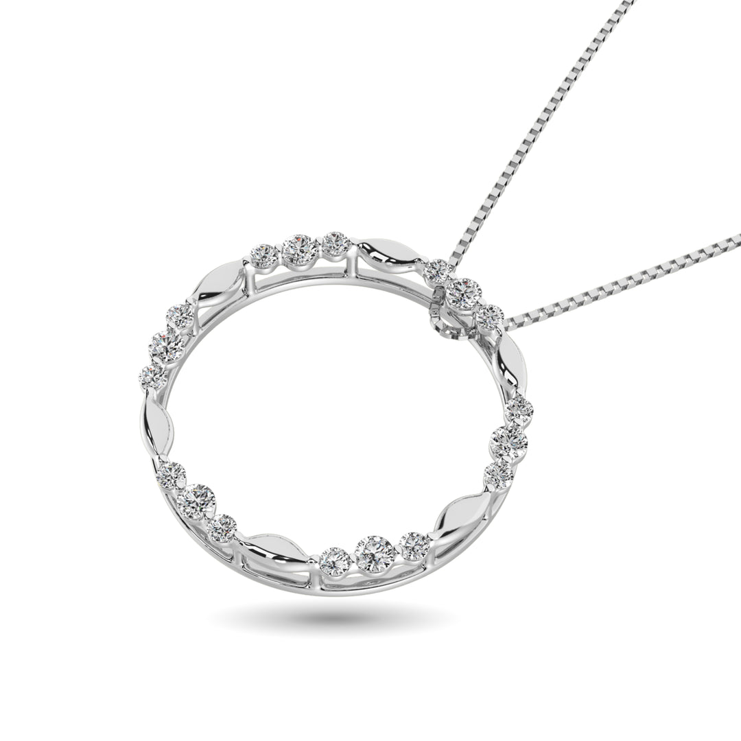 Diamond 1/4 Ct.tw Circle Pendant in 14K White Gold