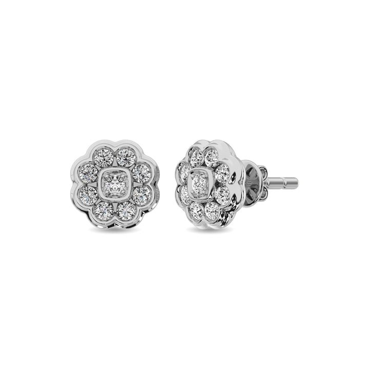 Diamond 3/8 Ct.tw Flower Earrings in 10K White Gold