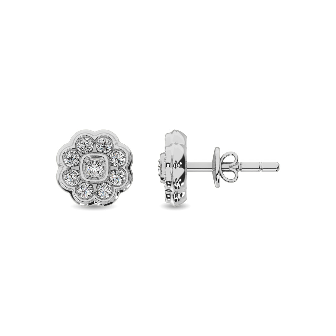 Diamond 3/8 Ct.tw Flower Earrings in 10K White Gold