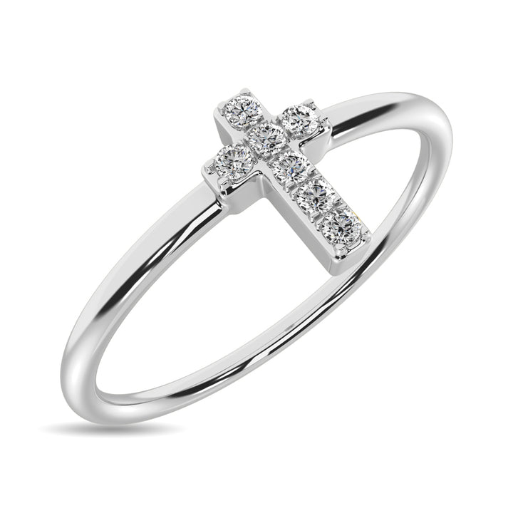 Diamond 1/20 Ct.tw Round Cut Cross Ring in 10K White Gold