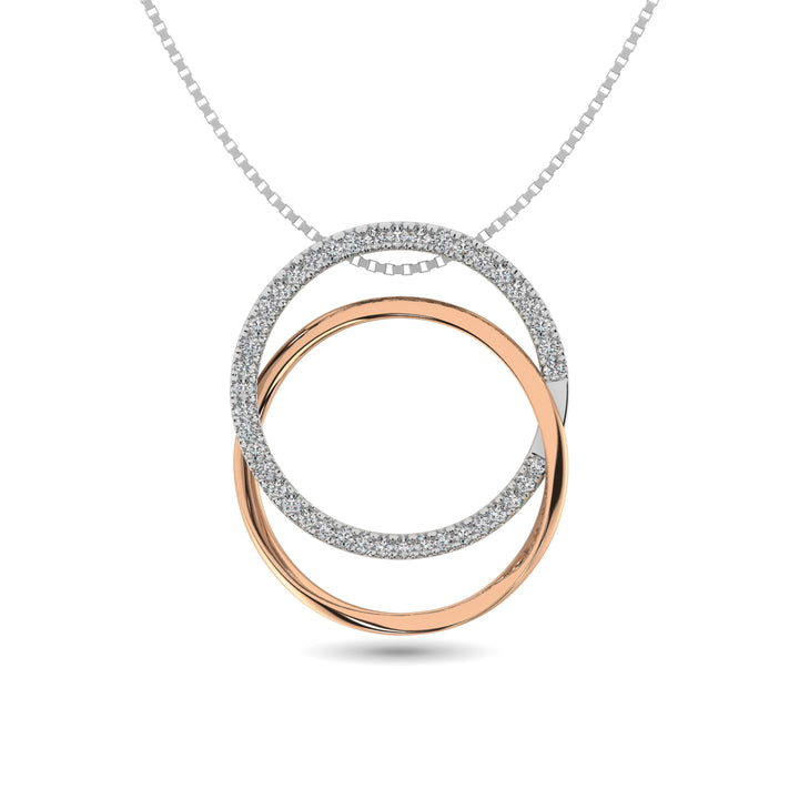 Diamond 1/6 Ct.tw Round Shape Pendant in 14K Two Tone Gold