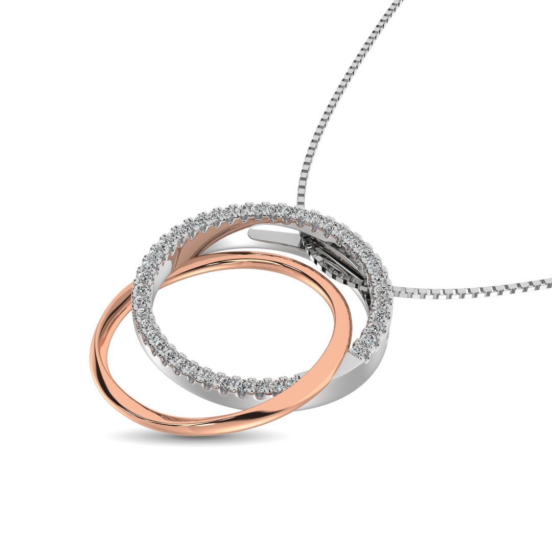 Diamond 1/6 Ct.tw Round Shape Pendant in 14K Two Tone Gold