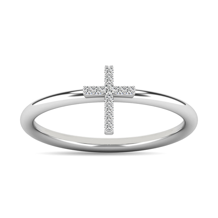 Diamond 1/20 Ct.tw Cross Ring in 10K White Gold