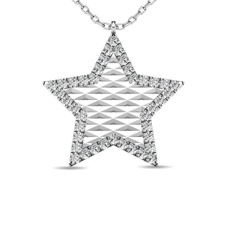 Diamond 1/10 Ct.tw Texture Pendant in 10K White Gold