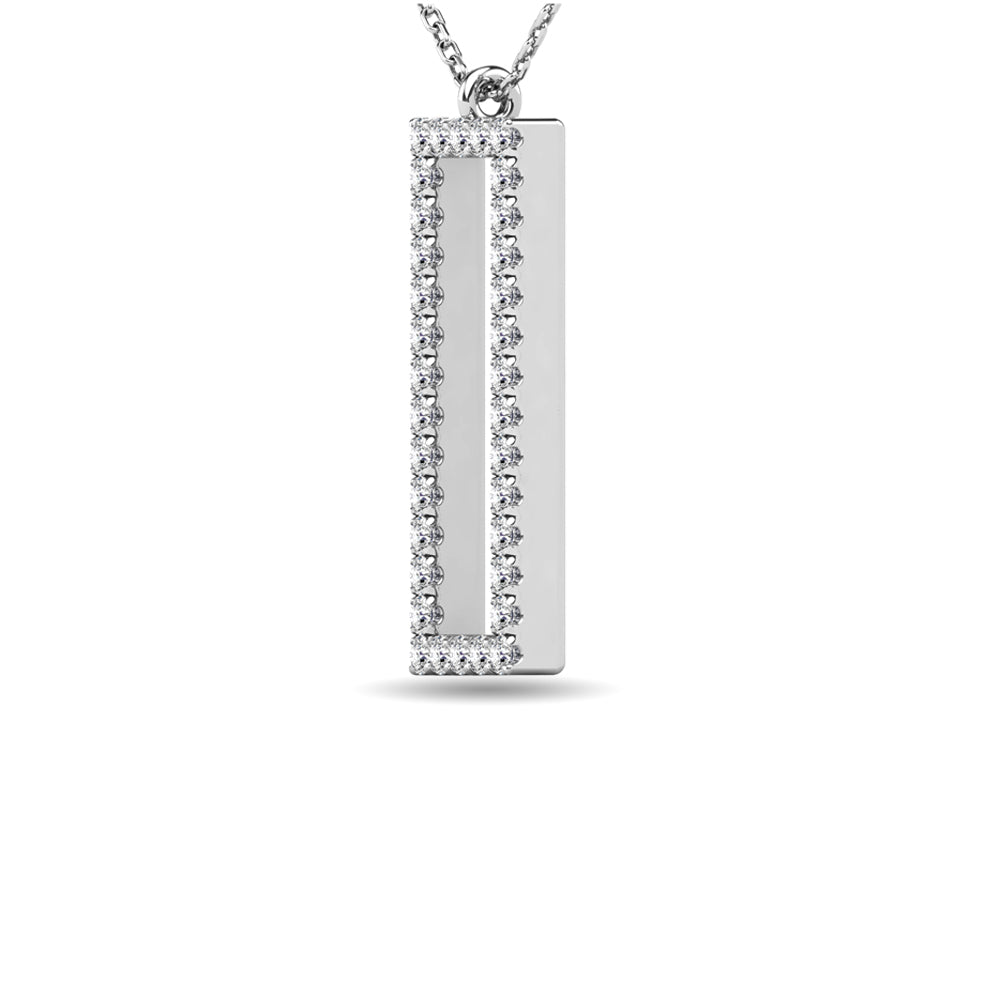 Diamond 1/8 Ct.tw Rectangle Pendant in 10K White Gold