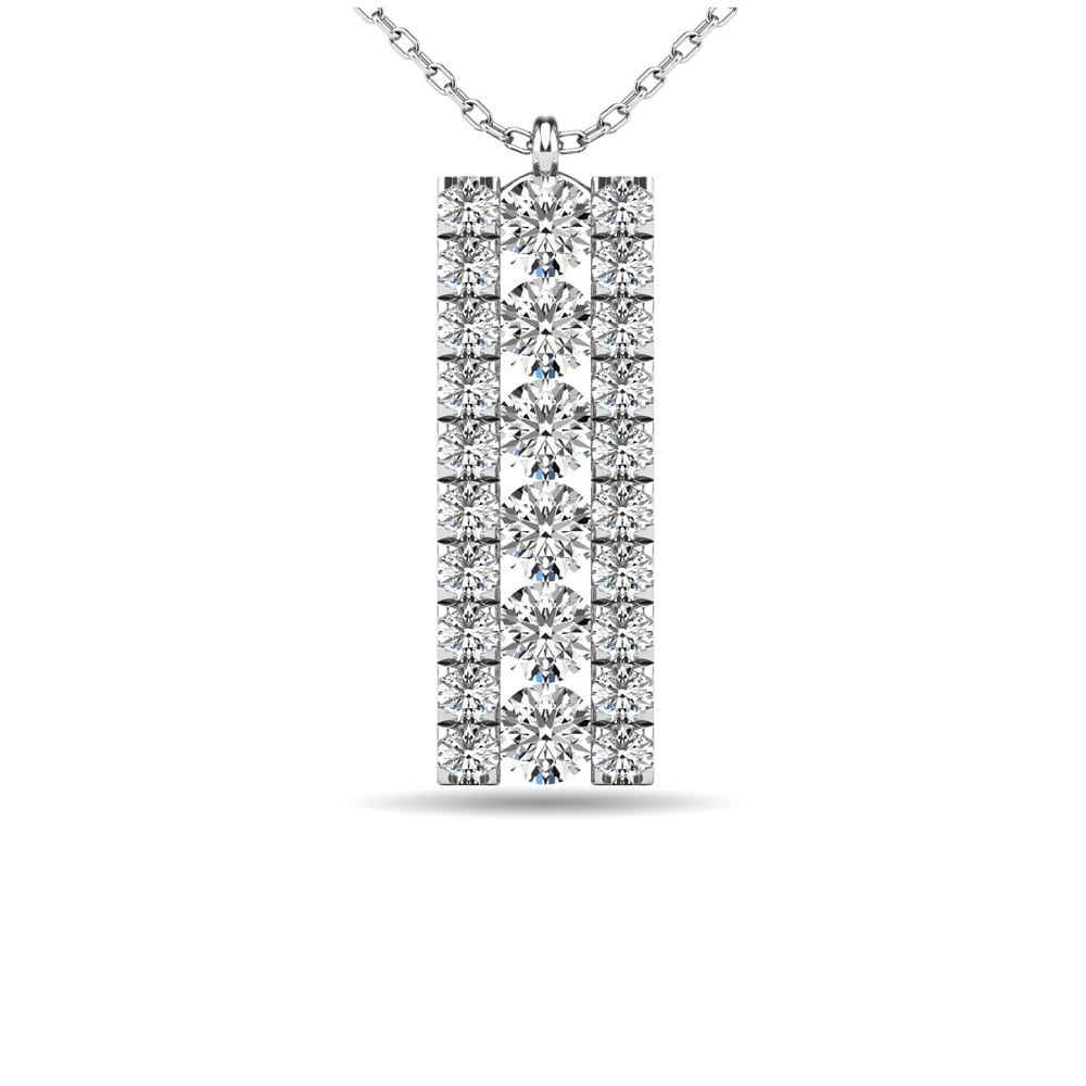 Diamond 1/4 Ct.tw Bar Pendant in 14K White Gold