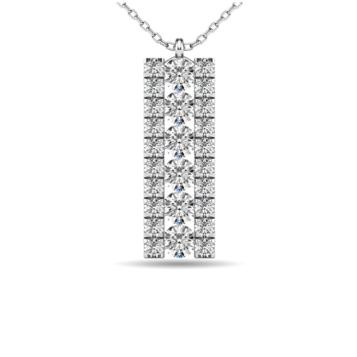Diamond 1/4 Ct.tw Bar Pendant in 14K White Gold