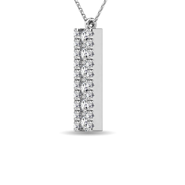 Diamond 1/4 Ct.tw Bar Pendant in 14K White Gold