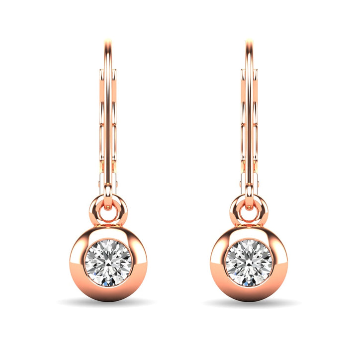 Diamond 1/10 Ct.tw Bezel Set Earrings in 10K Rose Gold