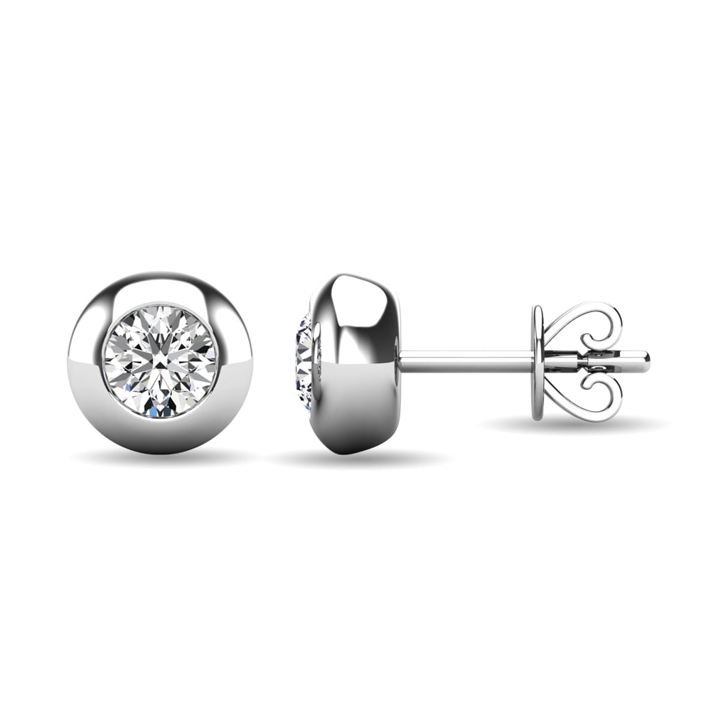 Diamond 1/10 Ct.tw Bezel Set Earrings in 10K White Gold