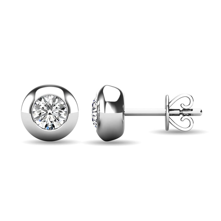 Diamond 1/10 Ct.tw Bezel Set Earrings in 10K White Gold