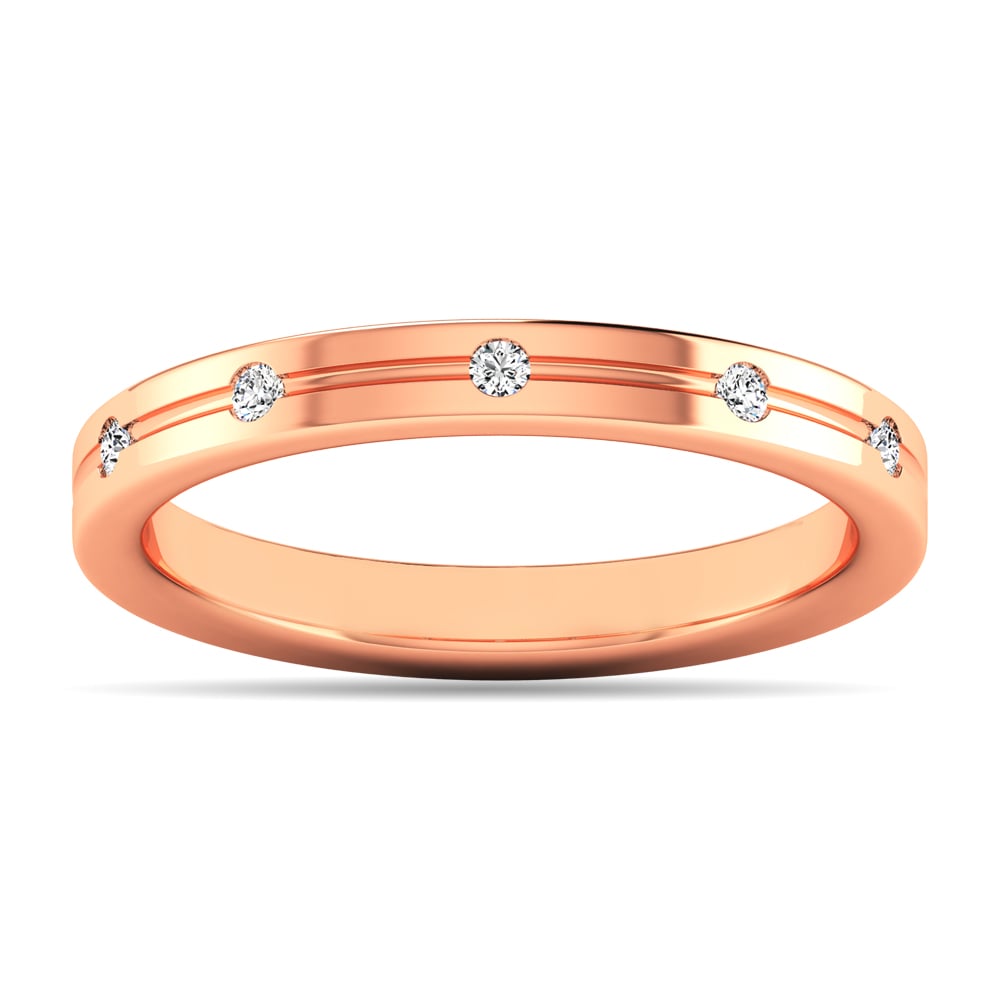 Diamond 1/20 Ct.tw Rount Cut Band in 14K Rose Gold