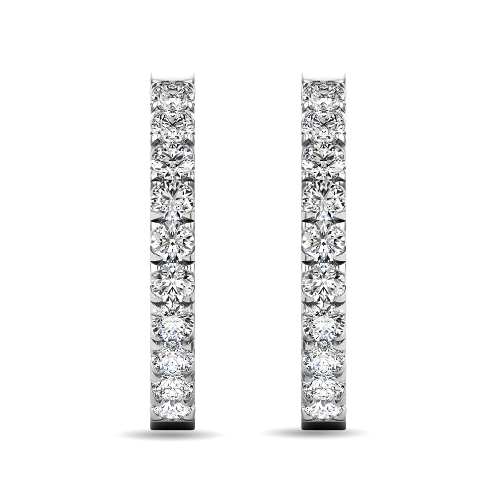 Diamond 5/8 Ct.tw Hoop Earrings in 10K White Gold