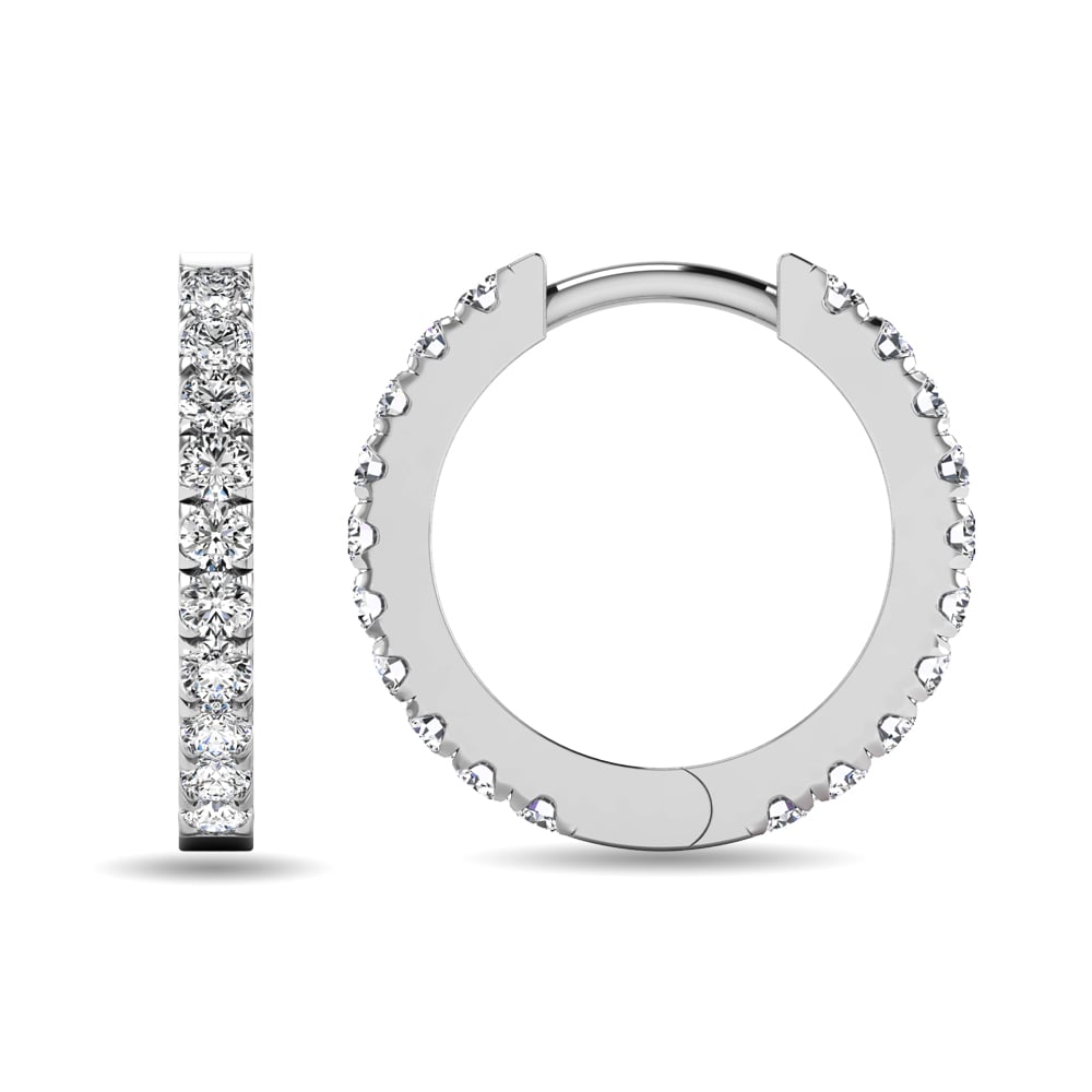 Diamond 5/8 Ct.tw Hoop Earrings in 10K White Gold