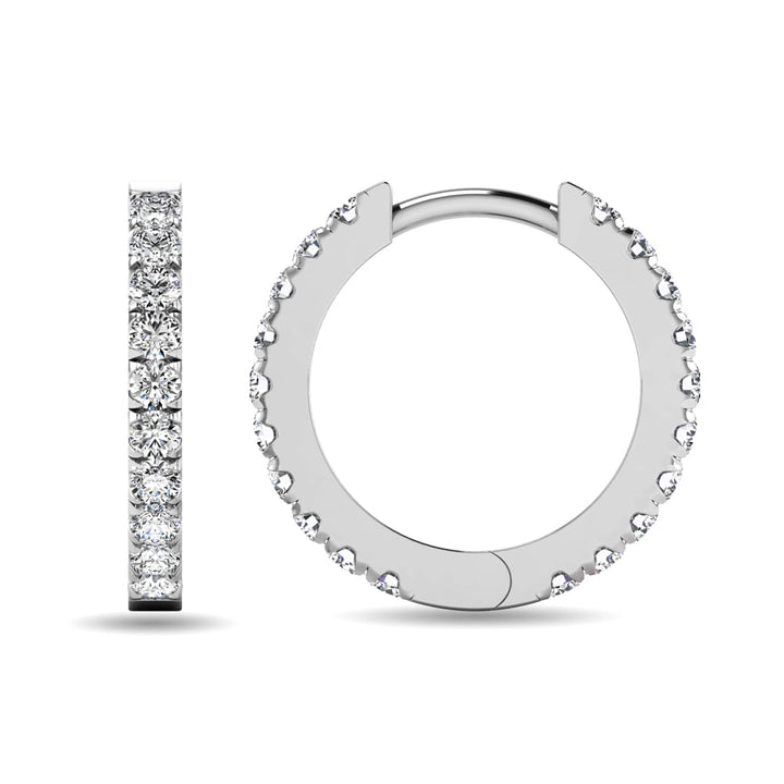 Diamond 5/8 Ct.tw Hoop Earrings in 10K White Gold