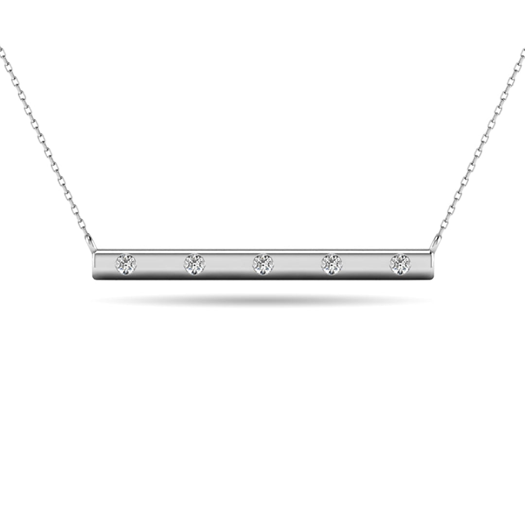Diamond 1/20 Ct.tw Bar Necklace in 10K White Gold