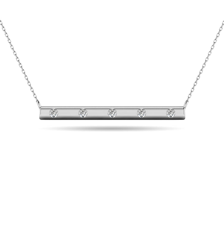 Diamond 1/20 Ct.tw Bar Necklace in 10K White Gold