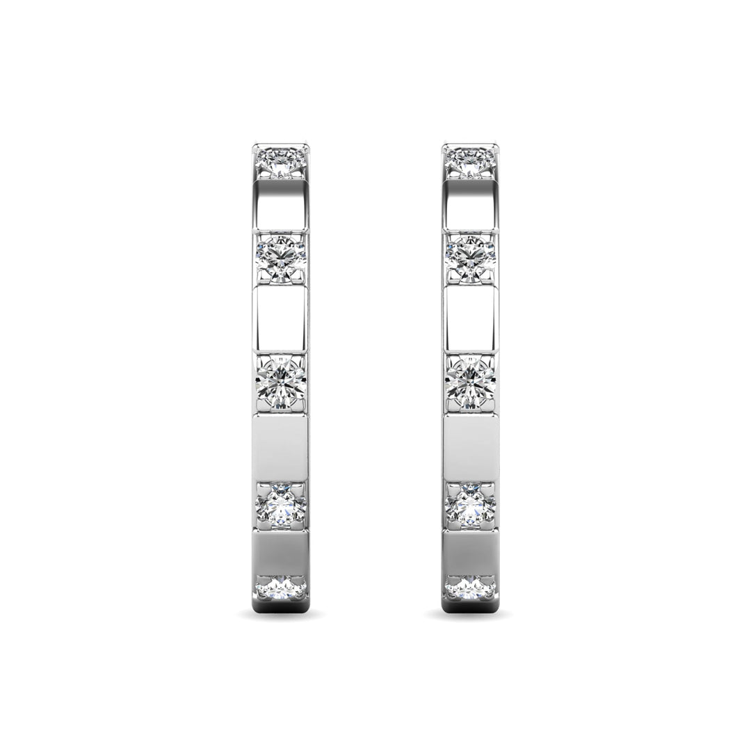 Diamond 1/10 Ct.tw Hoop Earrings in 10K White Gold