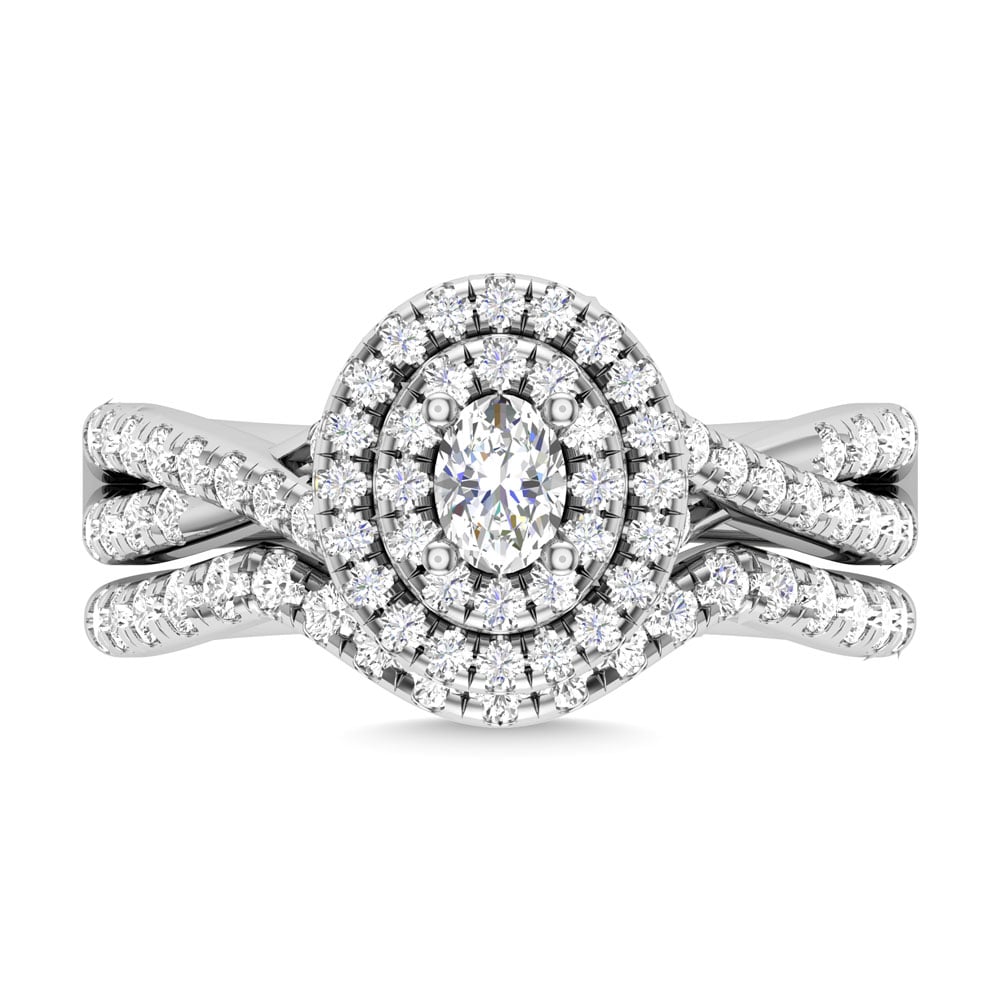 Diamond 1 Ct.Tw. Oval Cut Bridal Ring in 14K White Gold