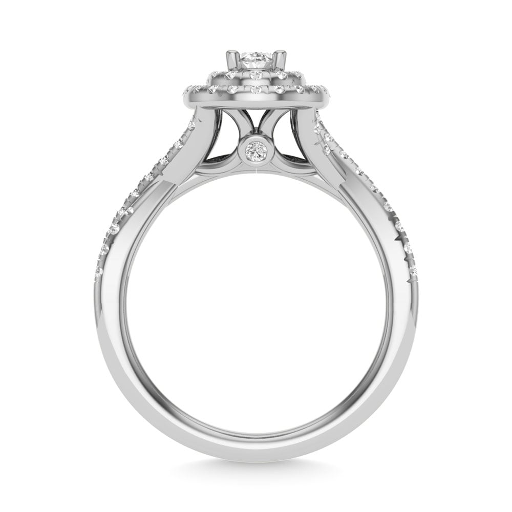 Diamond 1 Ct.Tw. Oval Cut Bridal Ring in 14K White Gold