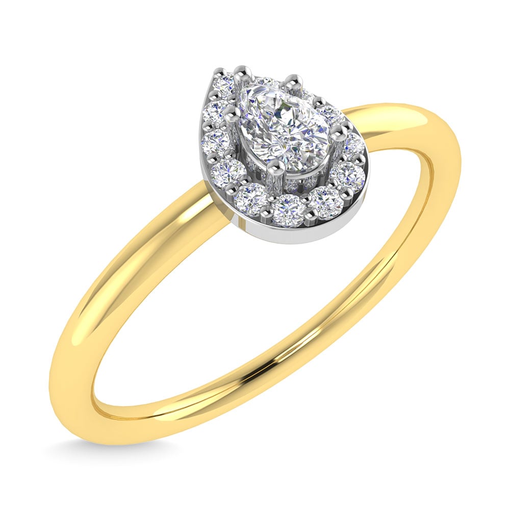 Diamond 1/6 Ct.Tw. Pear Cut Promise Ring in 14K Two Tone Gold