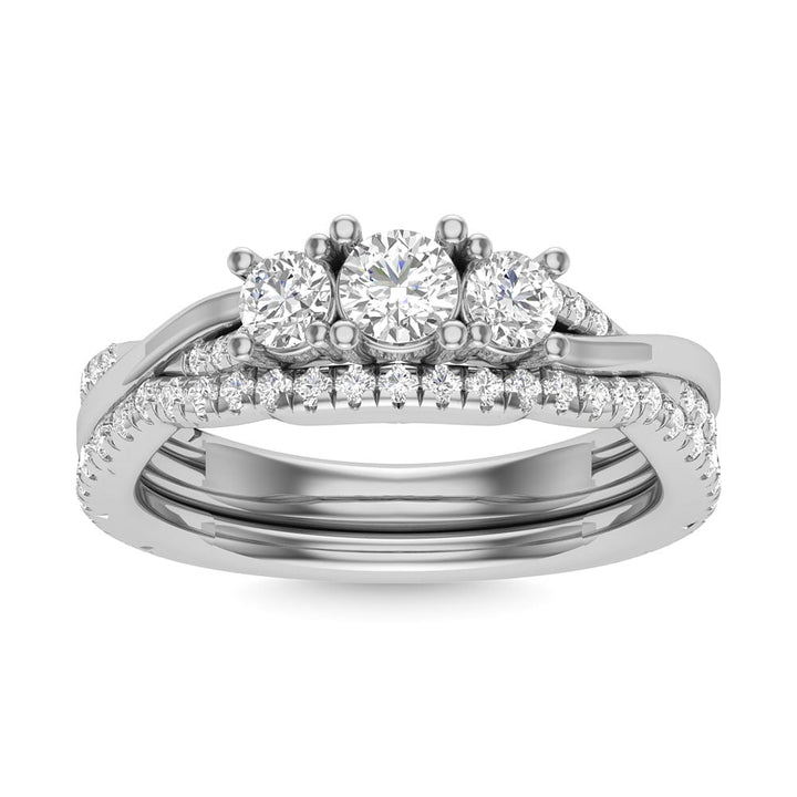 Diamond 1 Ct.Tw. Oval Cut Bridal Ring in 14K White Gold